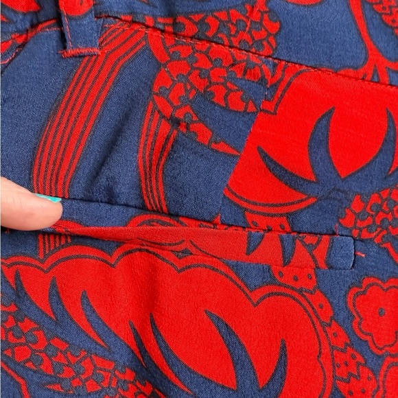Desigual Floral Trouser Palazzo Size 36 / 8US Red Navy Boho Print Varsity Stripe - Picture 4 of 16